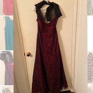 Long Red & Black Dress